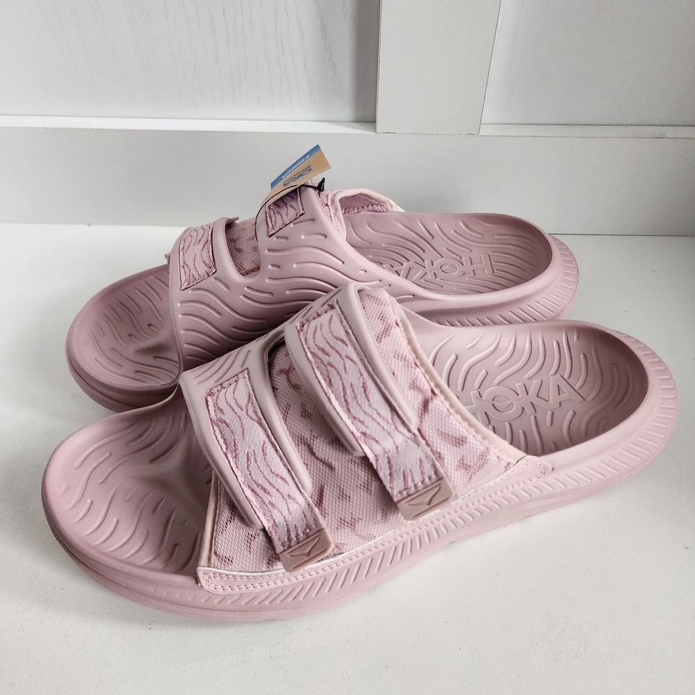 Hoka Pink Adjustable Strap Slide Sandals